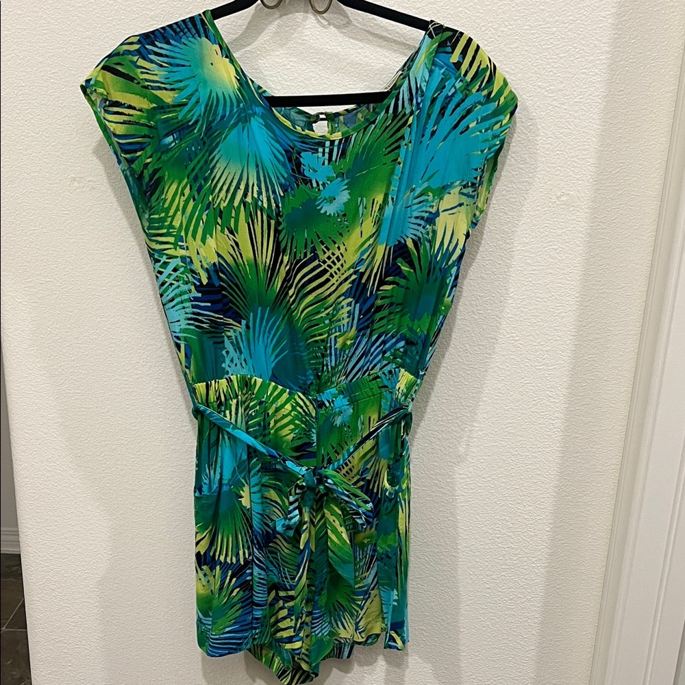 Tropical Green and Blue Women's Romper Suit